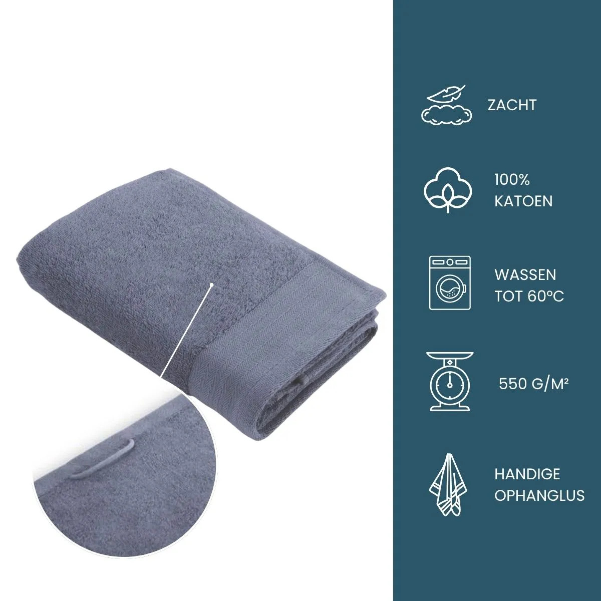 Walra Soft Cotton Handdoeken 50 x 100 cm - 550 gr/m² - Indigo - 5 stuks
