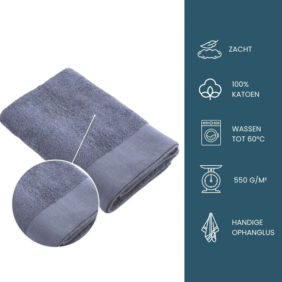 Walra Soft Cotton Handdoeken 70 x 140 cm - 550 gr/m² - Indigo - 10 stuks