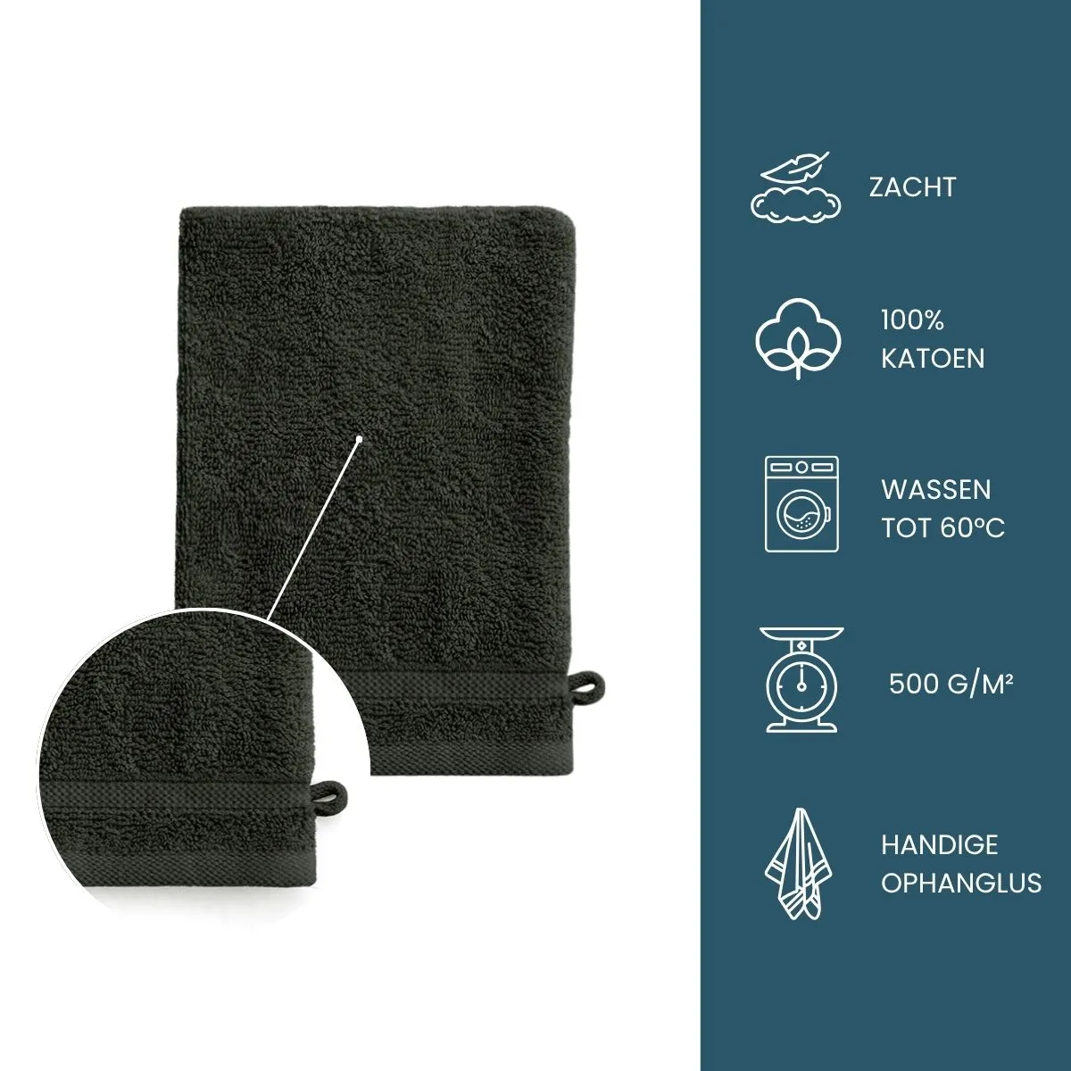 Byrklund Washand 16x21 cm 500gram Antraciet - 12 stuks