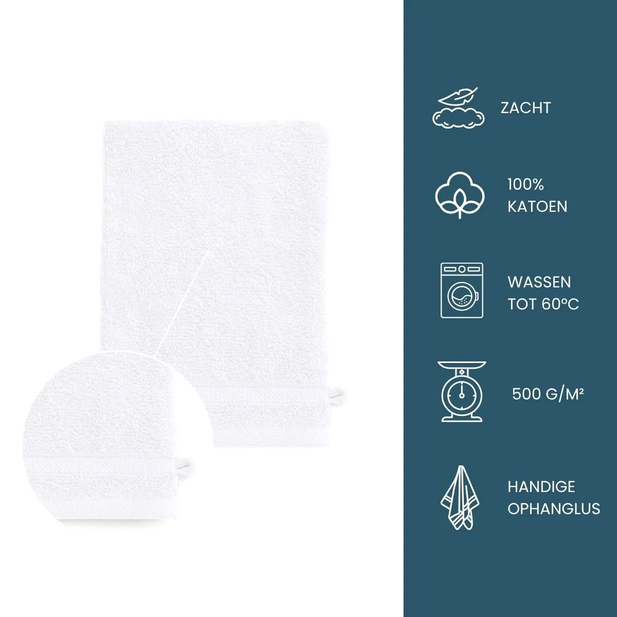 Byrklund Washand 16x21 cm 500gram Wit - 4 stuks