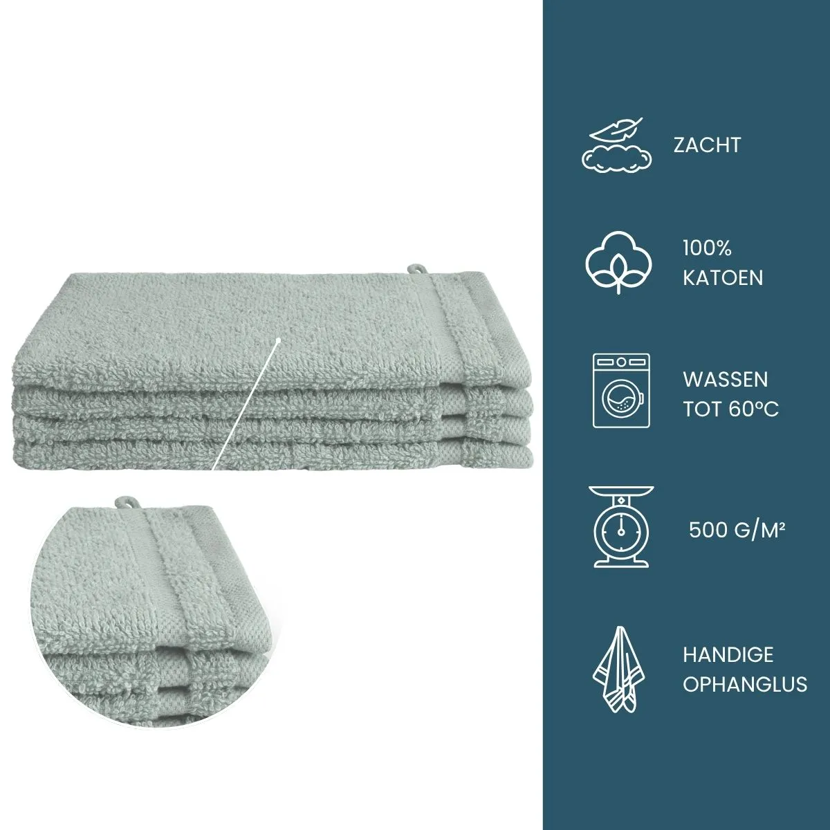 Byrklund Washand 16x21 cm 500gram Zeeblauw - 4 stuks