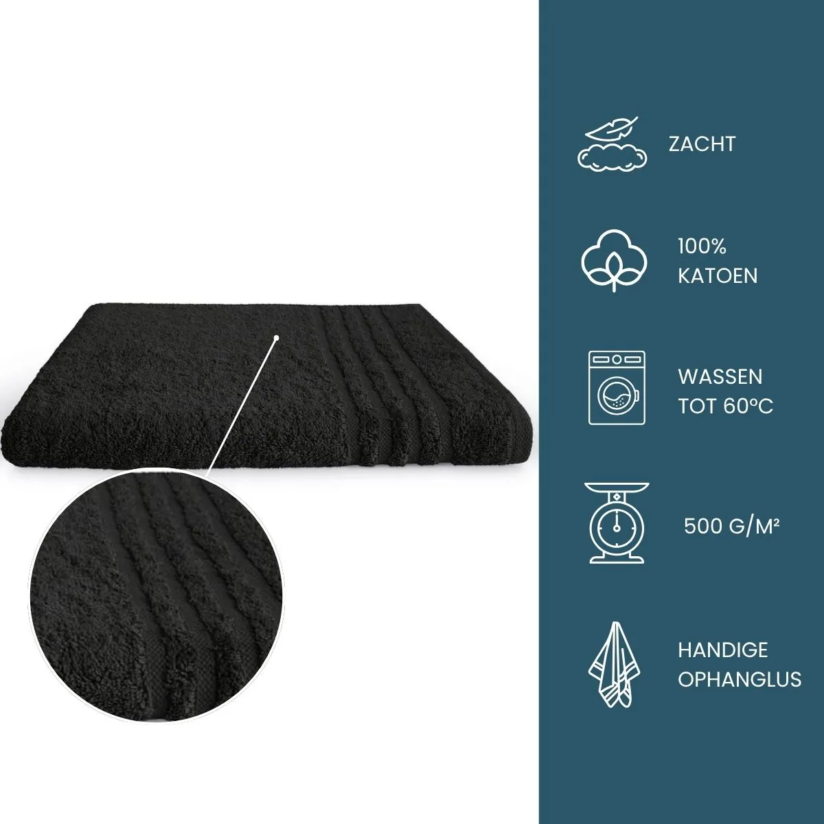 Byrklund Handdoek 70x140 cm 500gram Zwart 