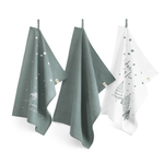 Walra Kerst Theedoeken & Handdoeken - Hello Winter - 3 stuks - Jade