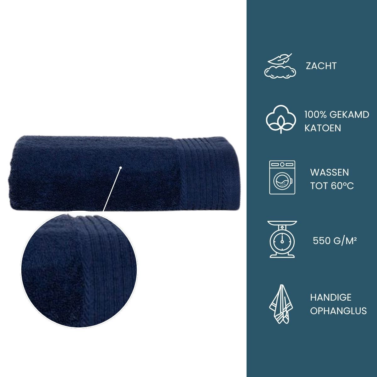 The One Baddoek Deluxe 60x110 550 gr Navy