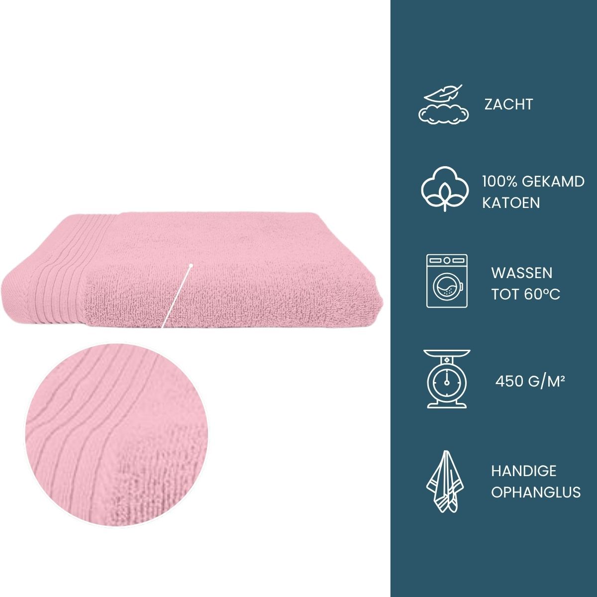 The One Badhanddoek 450 gram 70x140 cm Licht Roze