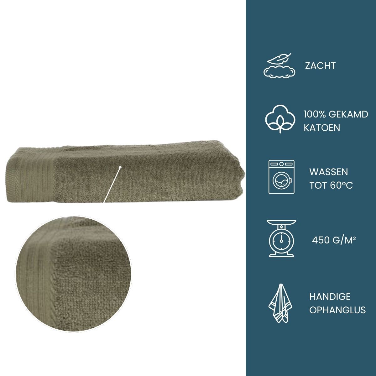 The One Badhanddoek 450 gram 70x140 cm Olive Green