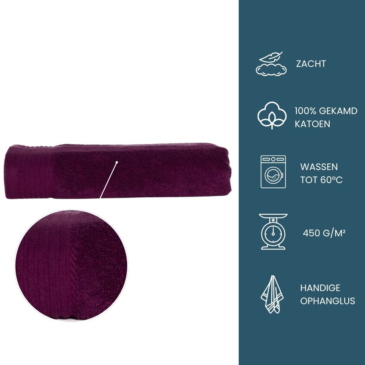 The One Badhanddoek 450 gram 70x140 cm Plum