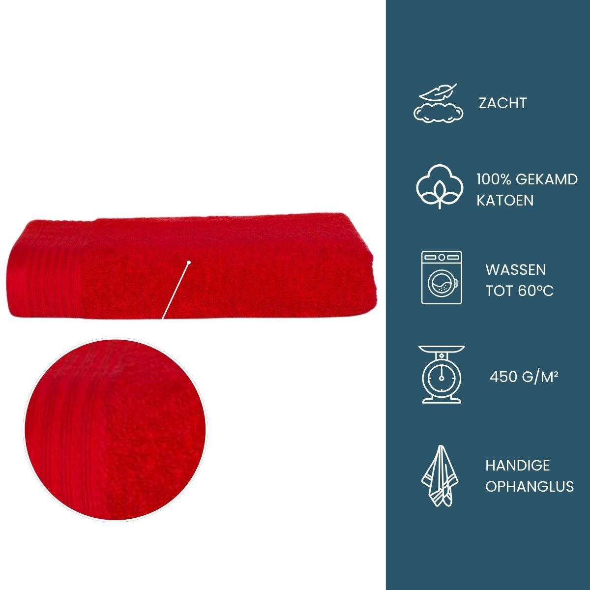 The One Badhanddoek 450 gram 70x140 cm Rood