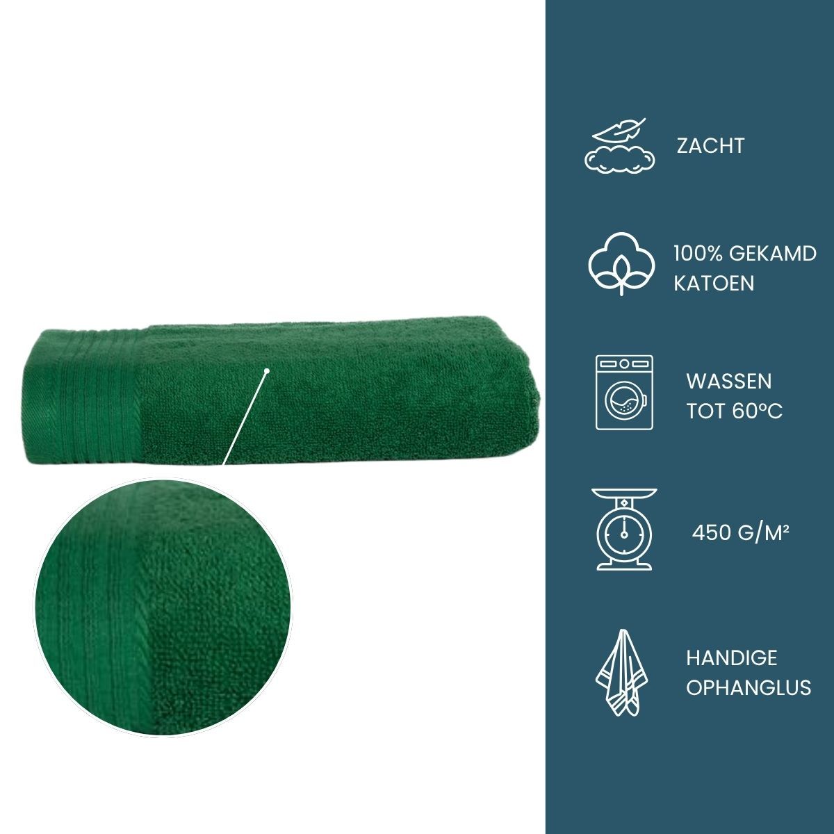 The One Badhanddoek 450 gram 70x140 Groen (5 stuks)
