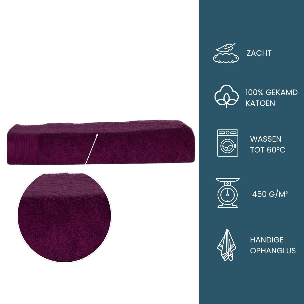 The One Badlaken 450 gram 100x180 cm Plum