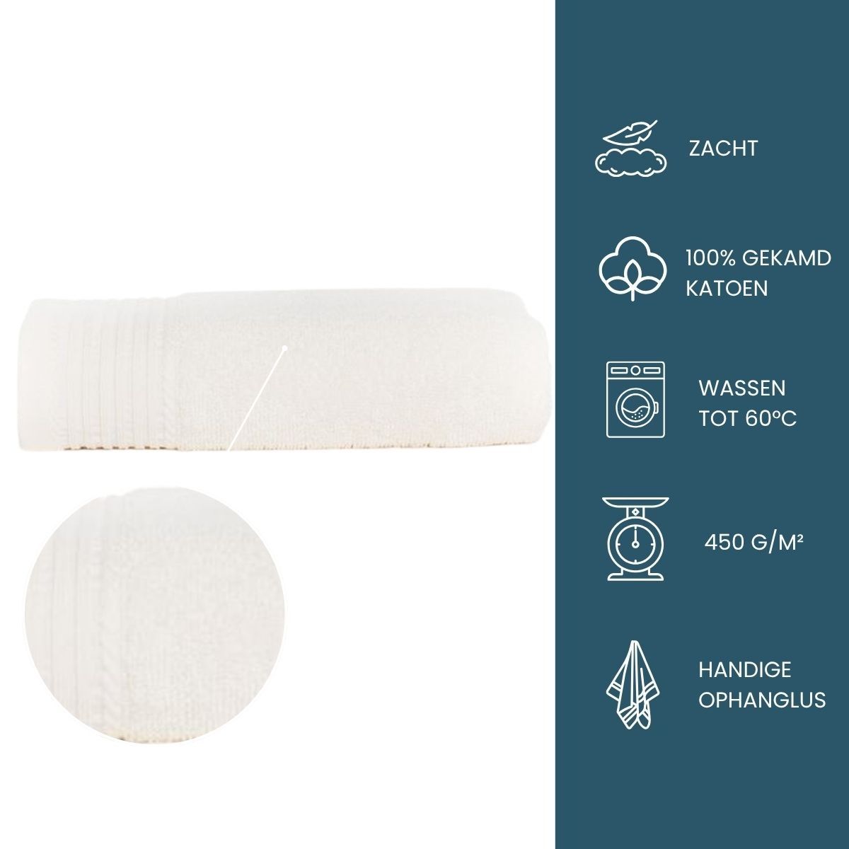 The One Handdoek 450 gram 50x100 cm Ivory (5 stuks)