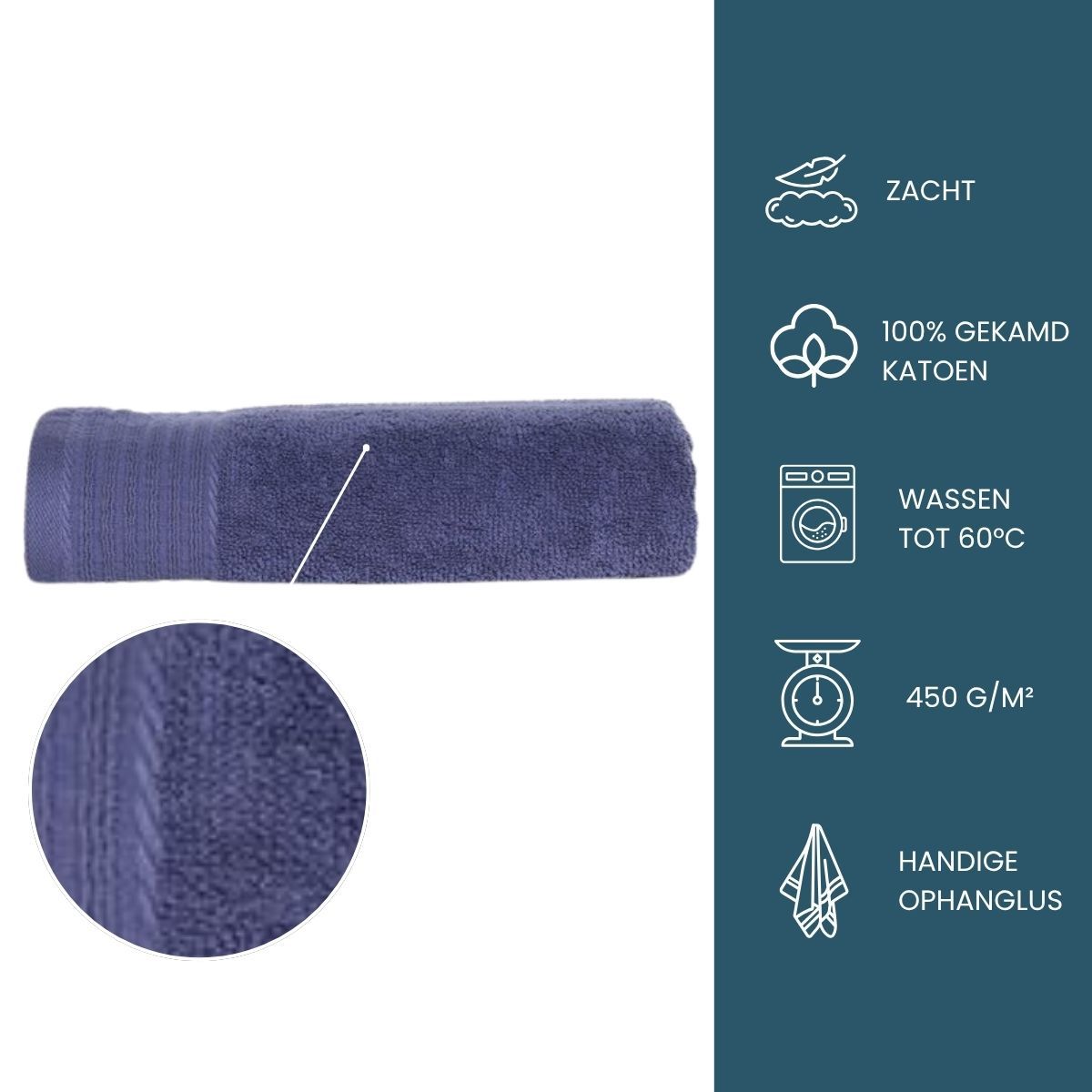 The One Handdoek 50x100 cm 450gram Denim Faded (5 stuks)