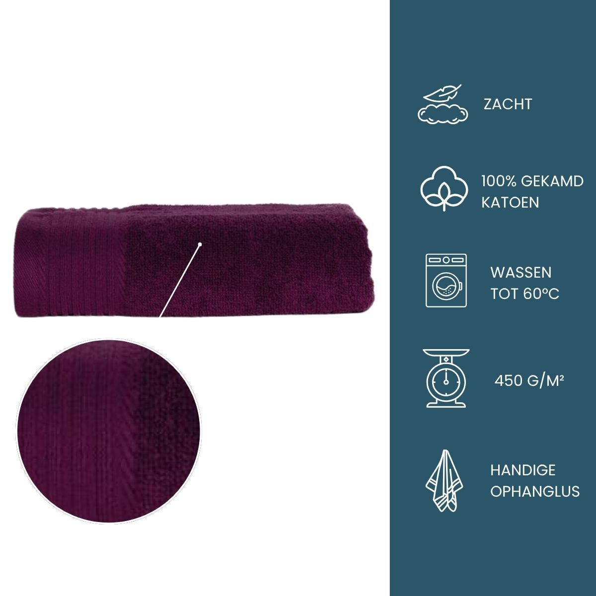 The One Handdoek 50x100 cm 450gram Plum(5 stuks)
