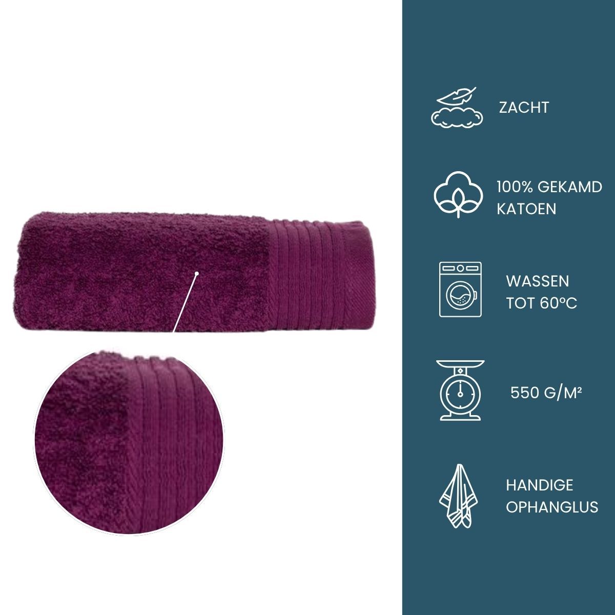 The One Handdoek Deluxe 50x100  550 gr Plum (5 stuks)