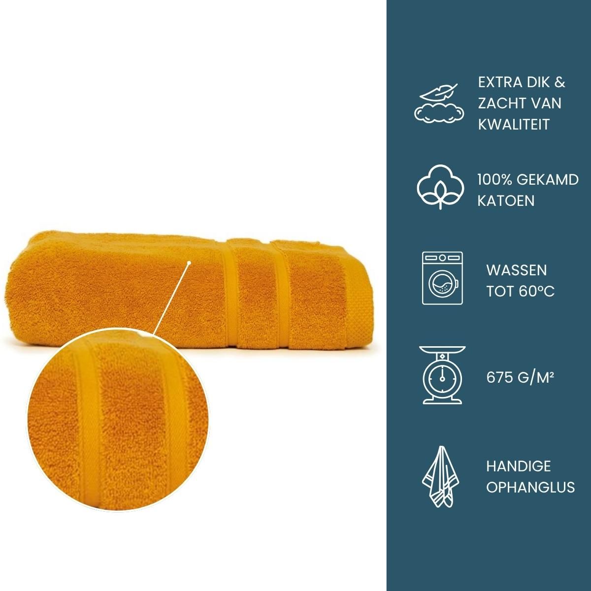 The One Handdoek Ultra Deluxe 70 x 140 cm 675 gr Gold Yellow
