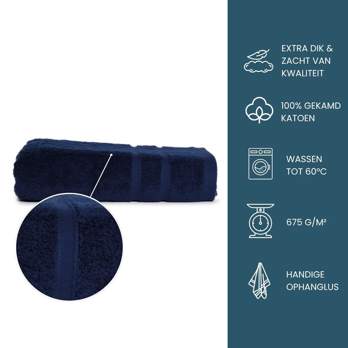 The One Handdoek Ultra Deluxe 70 x 140 cm 675 gr Navy Blue