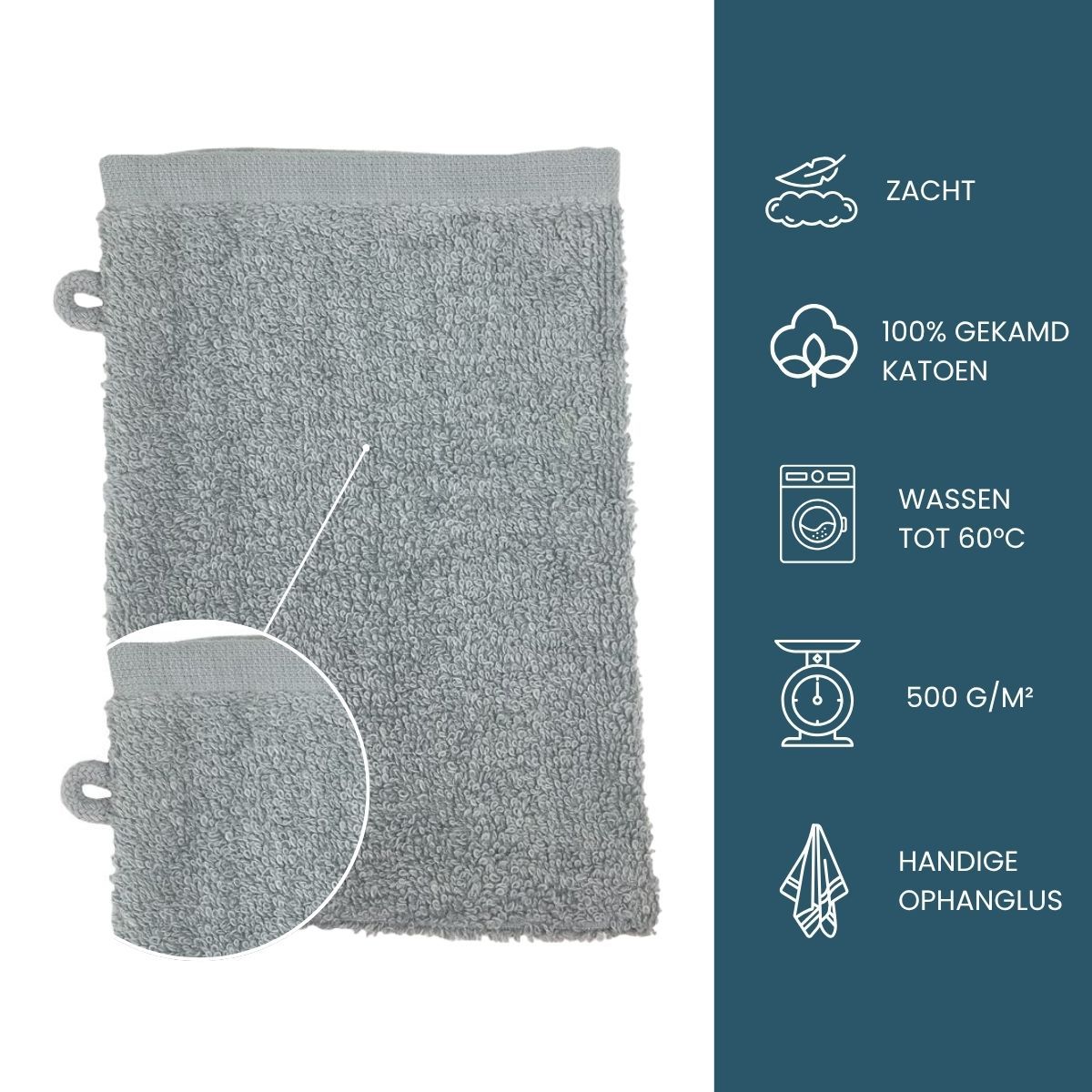The One Washandjes Licht Grijs - 10 stuks
