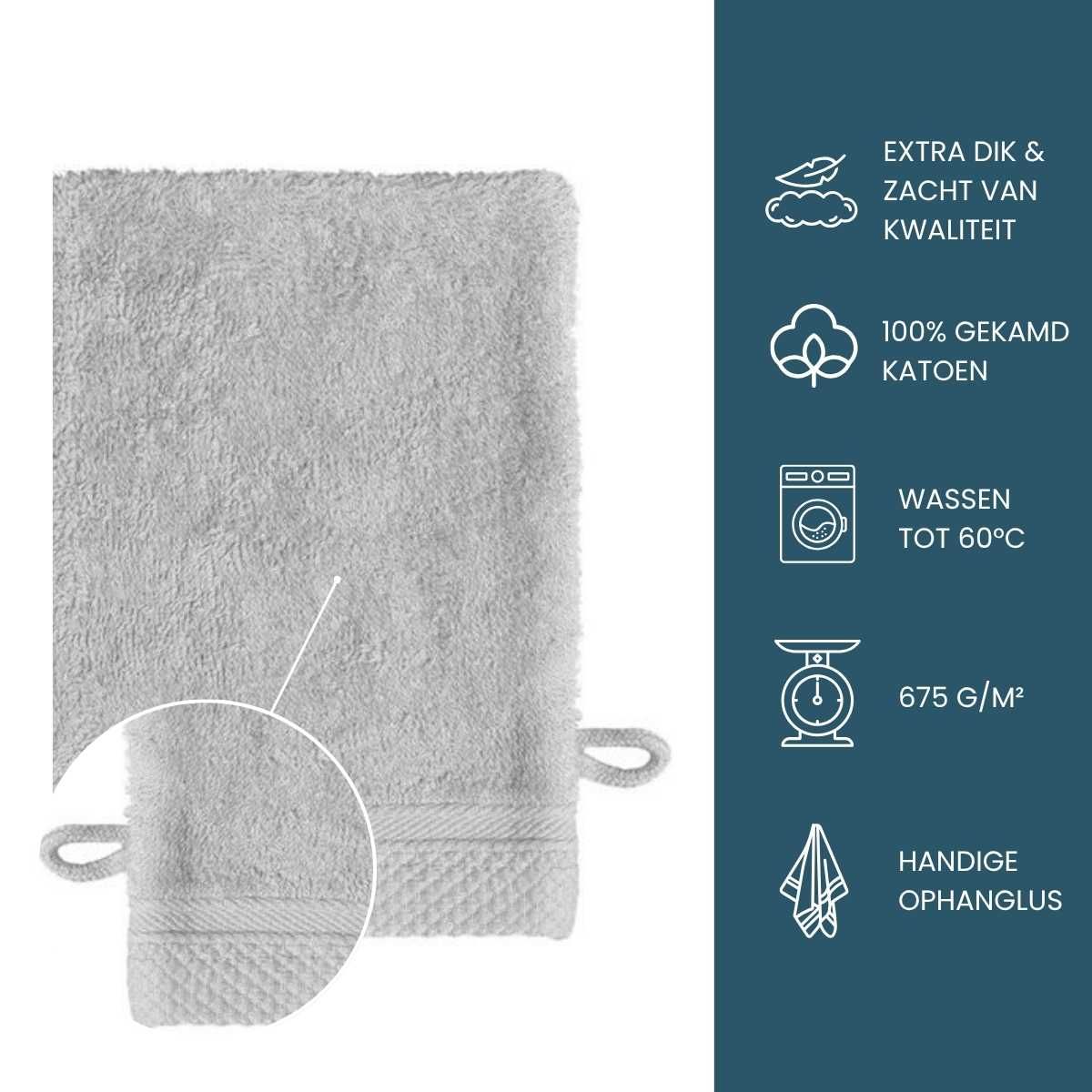 The One Washandje Ultra Deluxe 16 x 21 cm 675 gr Silver Grey