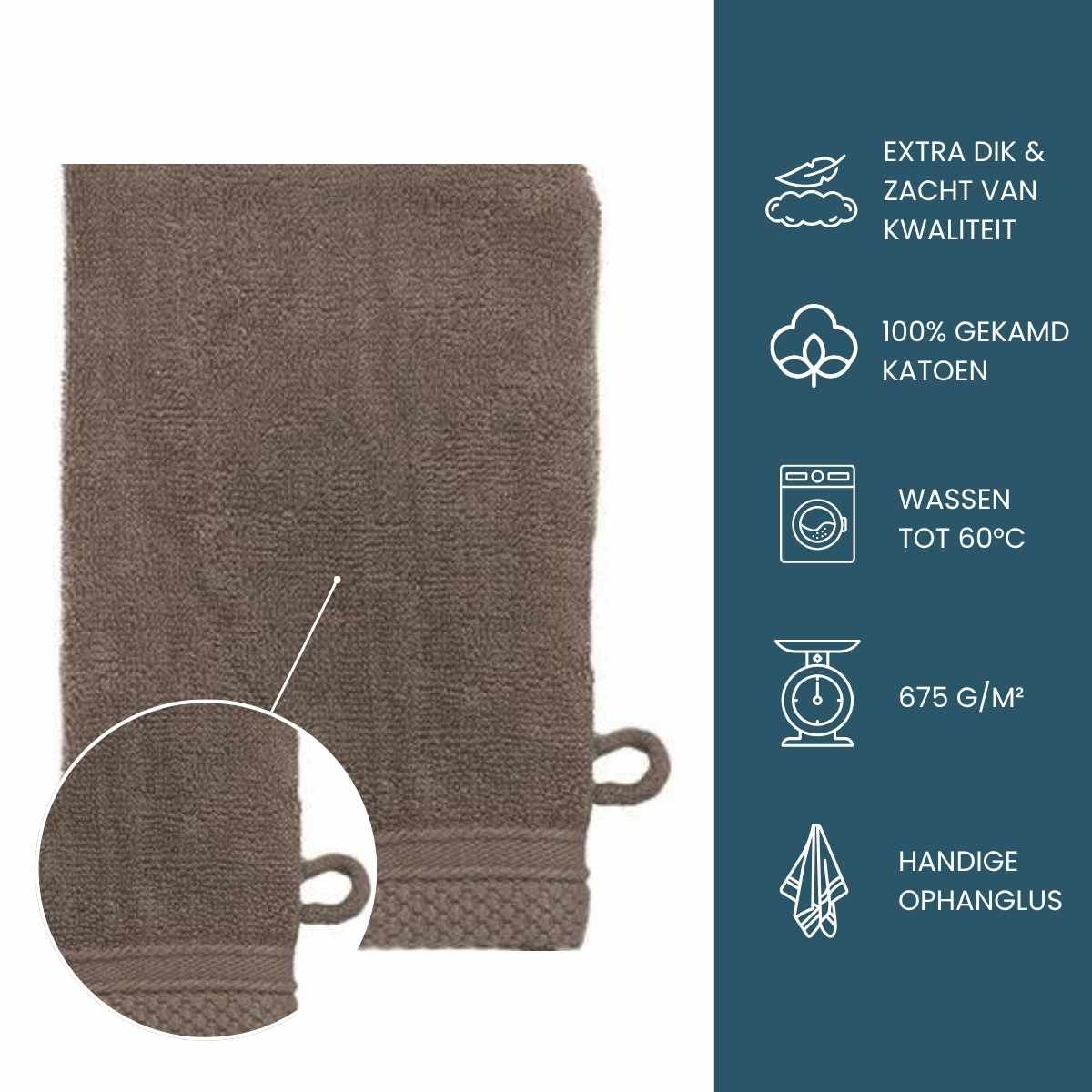 The One Washandje Ultra Deluxe 16 x 21 cm 675 gr Taupe