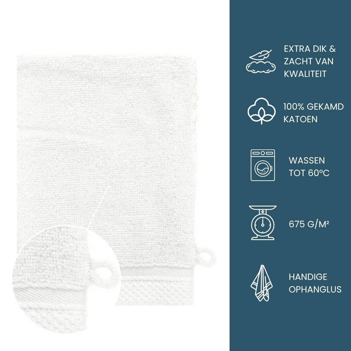 The One Washandje Ultra Deluxe 16 x 21 cm 675 gr Wit