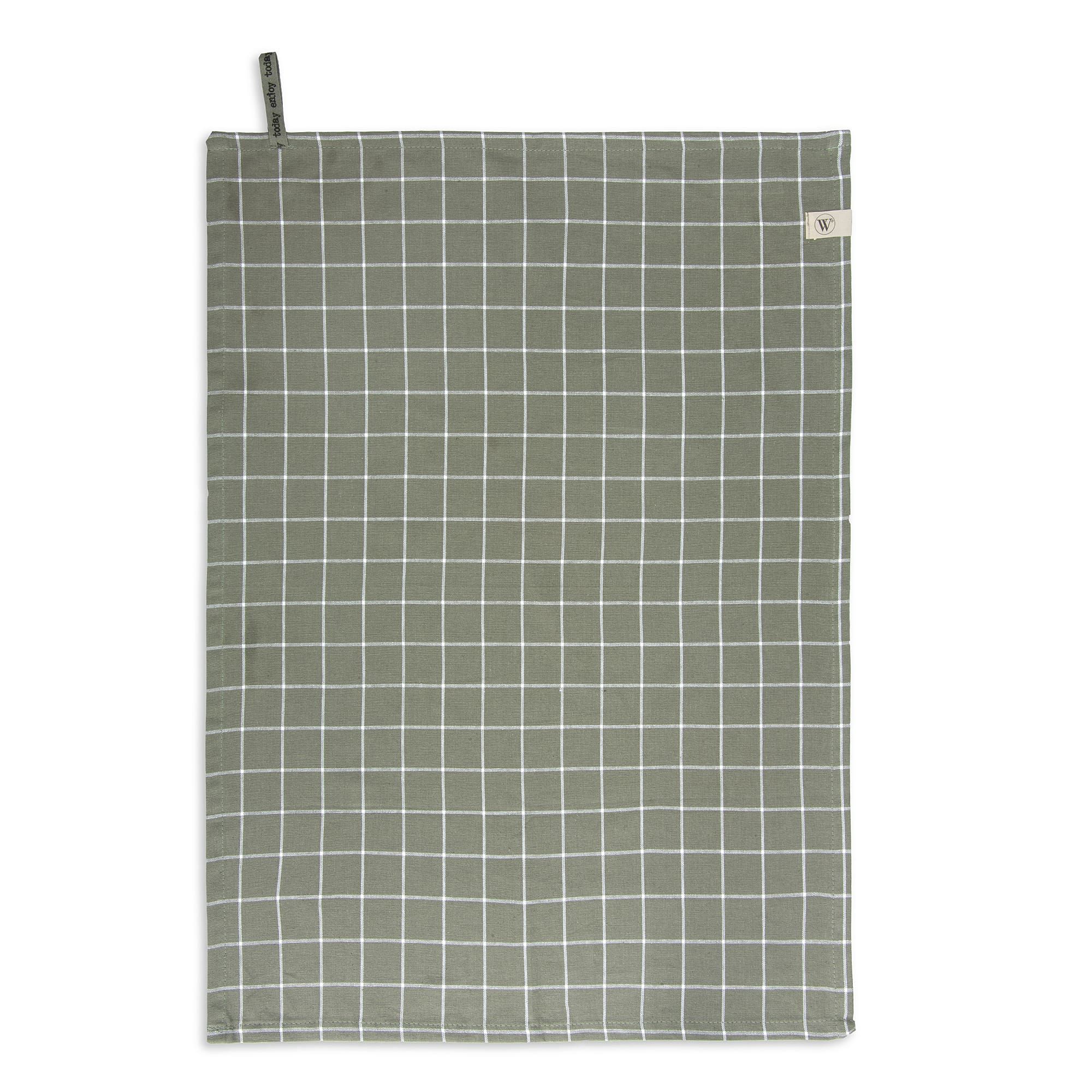Walra Keuken- en Theedoekenset Dry with Cubes Uni, Stripes & Blocks Legergroen