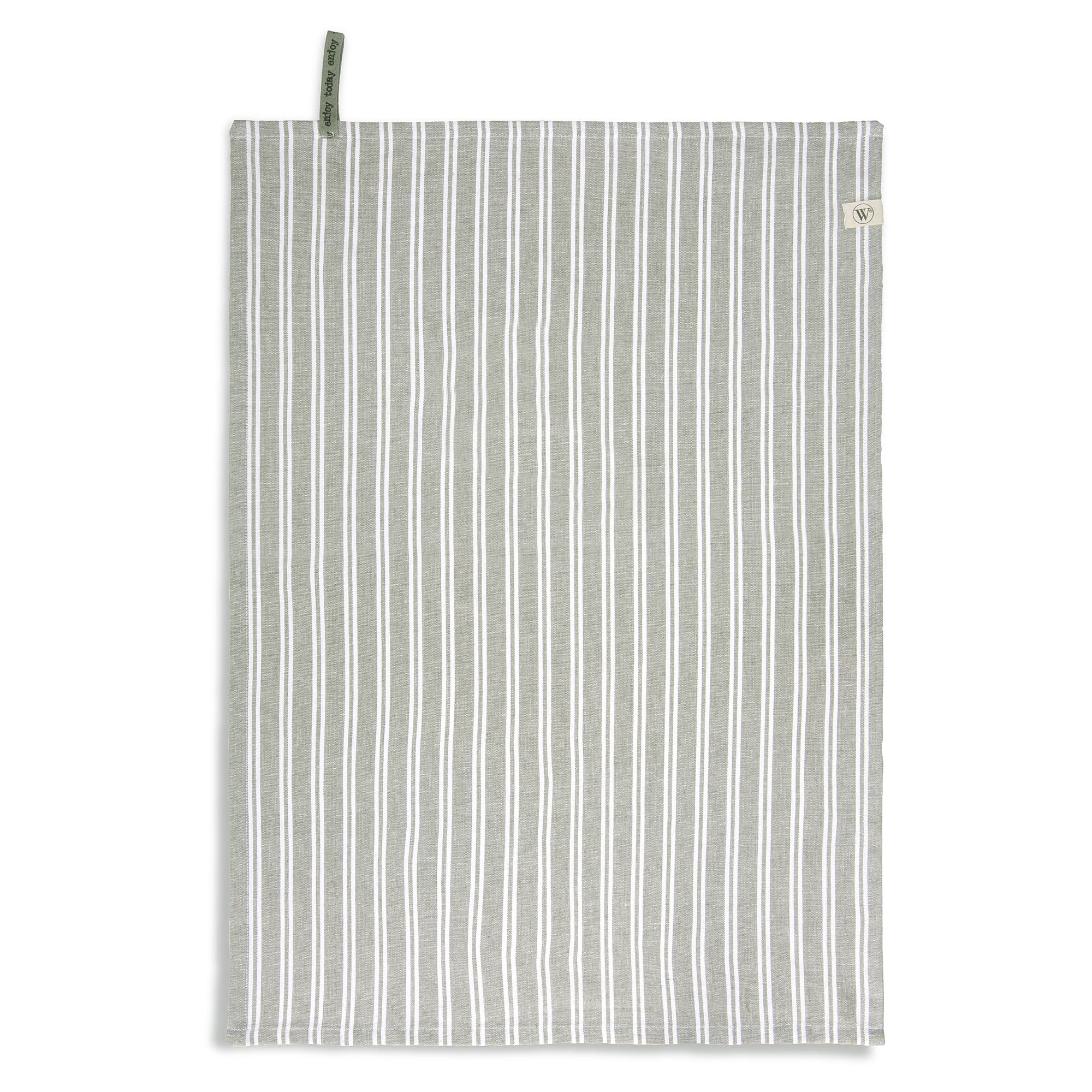 Walra Keuken- en Theedoekenset Dry with Cubes Uni, Stripes & Blocks Legergroen