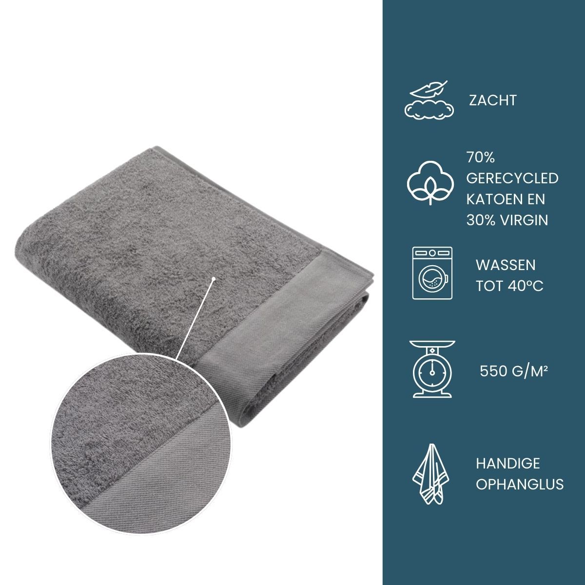Walra Remade Cotton Handdoeken 70 x 140 cm - 550 gr/m² - Taupe - 5 stuks