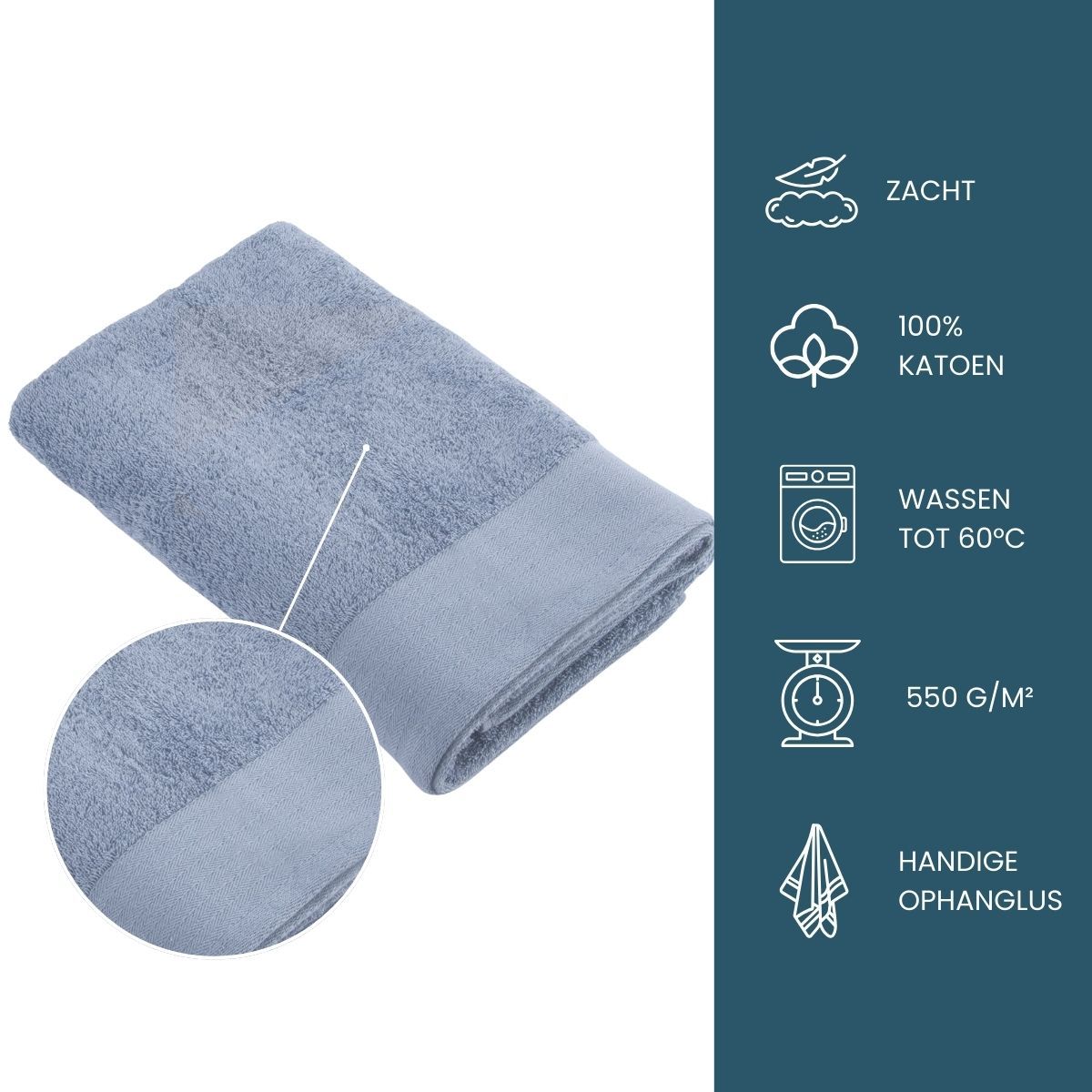 Walra Soft Cotton Douchelaken 70 x 140 cm 550 gram Blue
