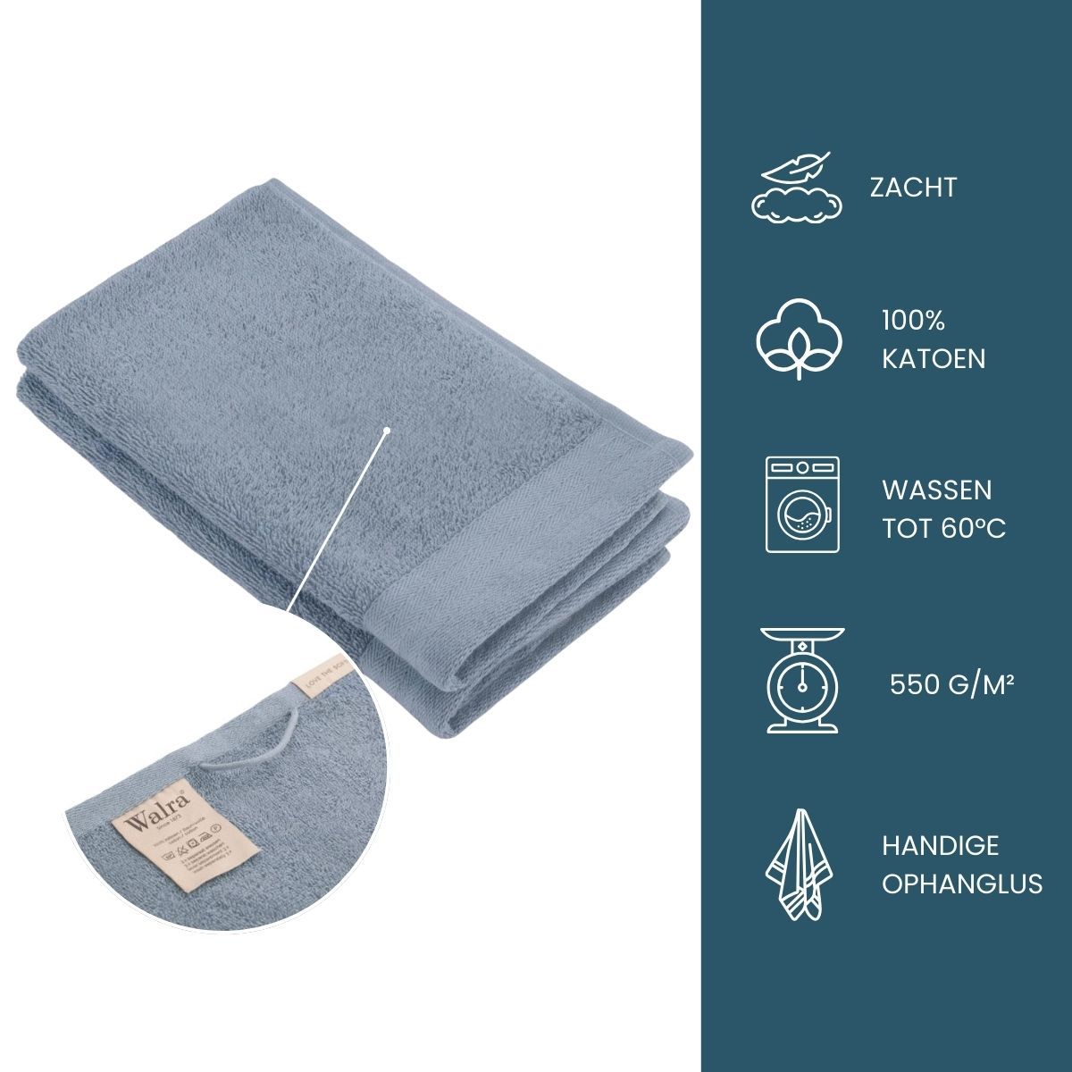 Walra Soft Cotton Gastendoek 30 x 50 cm 550 gram Blue - 2 stuks