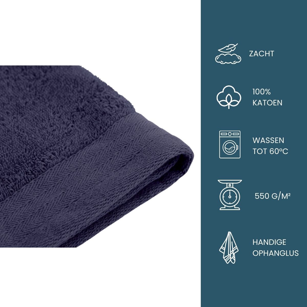 Walra Soft Cotton Gastendoekje 30 x 50 cm 550 gram Navy - 8 stuks