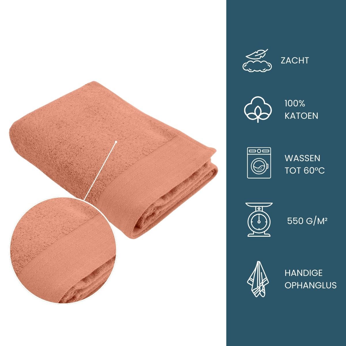 Walra Soft Cotton Handdoek 60 x 110 cm 550 gram Terra - 6 stuks