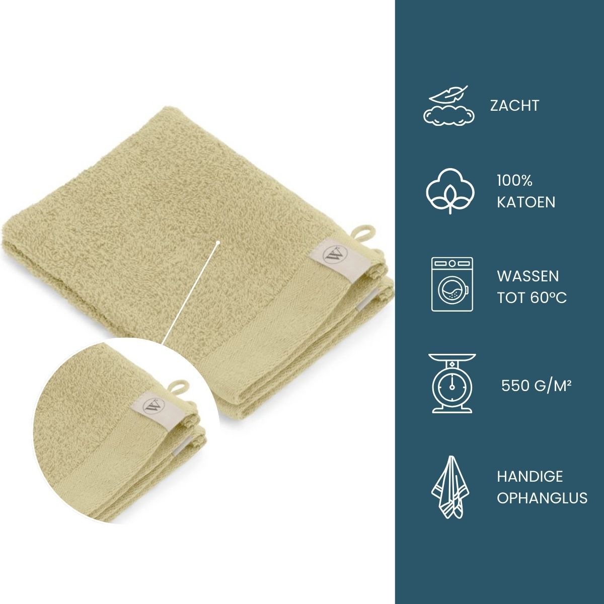 Walra Soft Cotton Washandje 16 x 21 cm 550 gram Maisgeel - 12 stuks