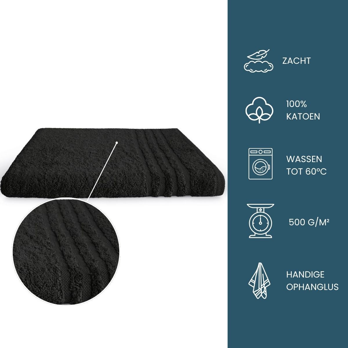 Byrklund Handdoek 70x140 cm 500gram Zwart 