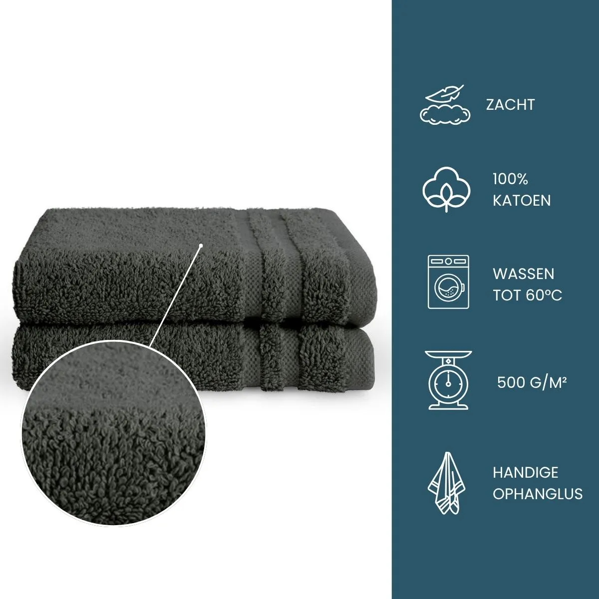 Byrklund Gastendoek 30x50cm 500 gram Antraciet - 2 stuks