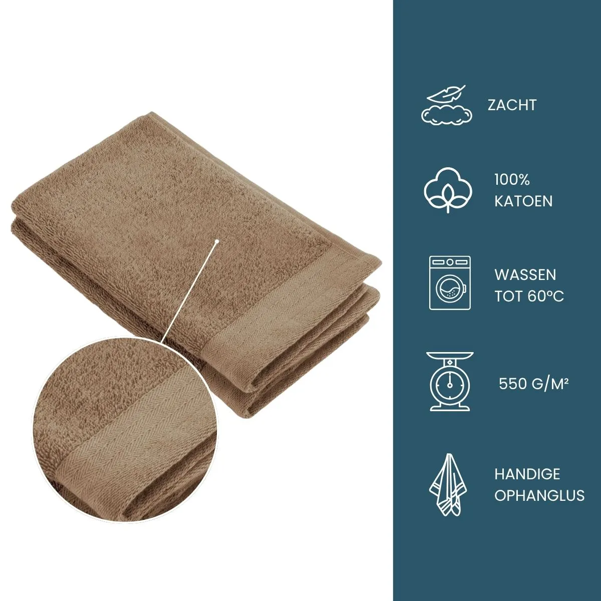 Walra Soft Cotton Gastendoekje 30 x 50 cm 550 gram Bruin - 8 stuks