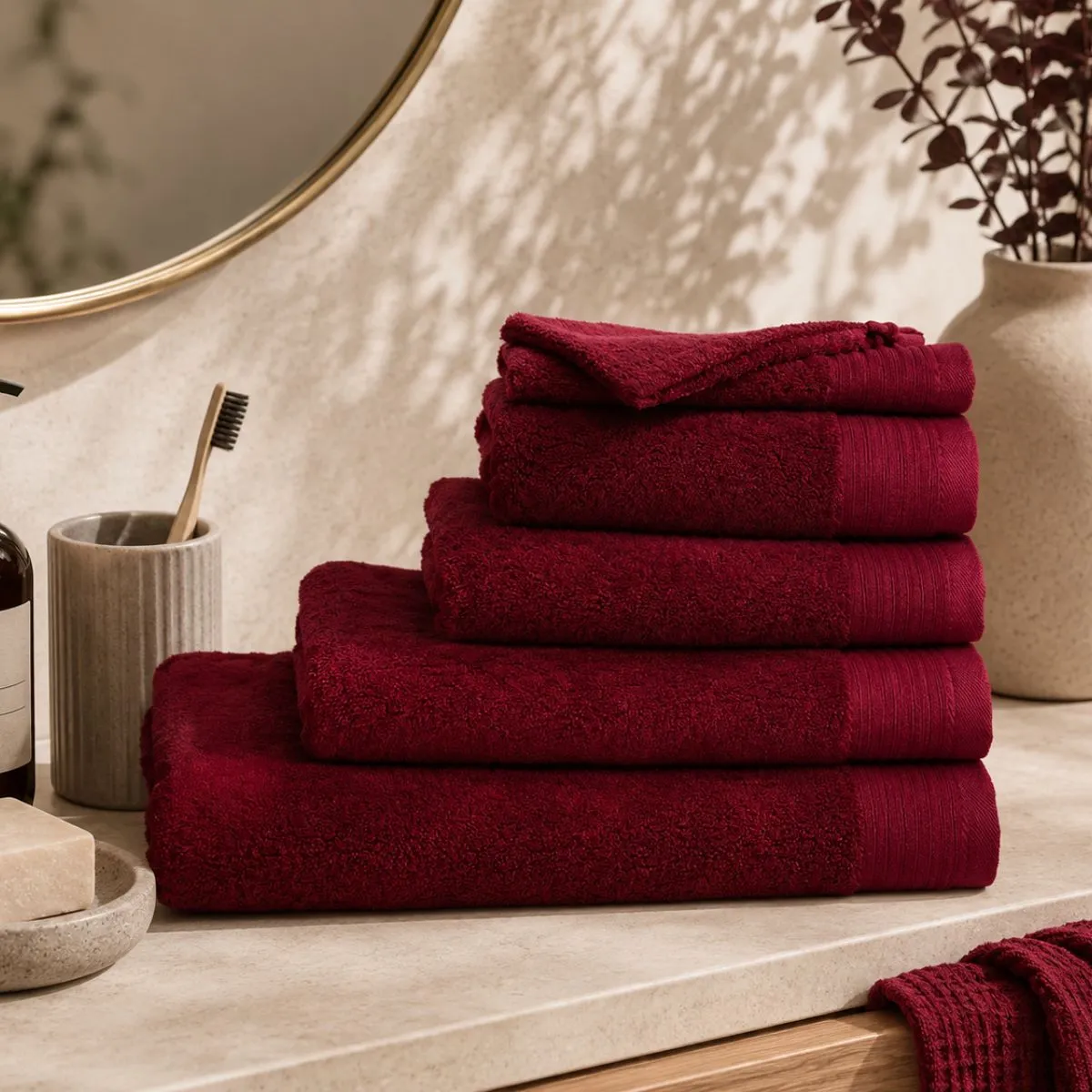 The One Handdoek Deluxe 50x100  550 gr Burgundy