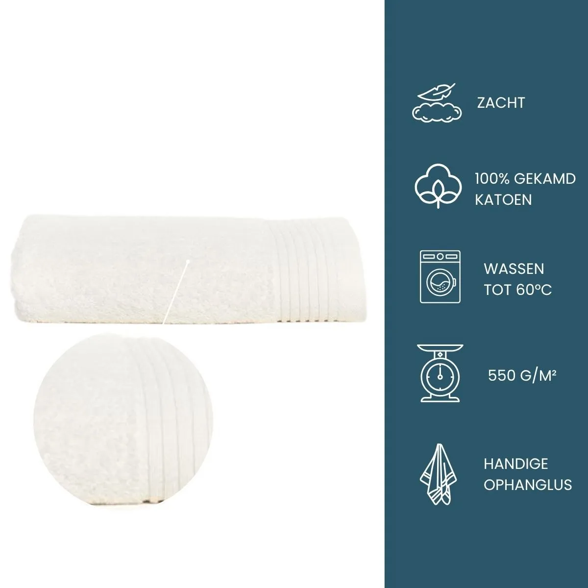 The One Baddoek Deluxe 60x110 550 gr Ivory