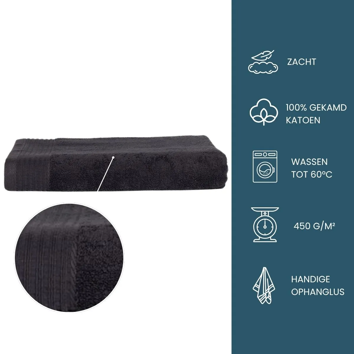 The One Badhanddoek 450 gram 70x140 cm Antraciet (5 stuks)