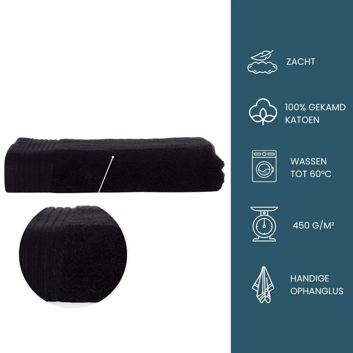 The One Badhanddoek 450 gram 70x140 cm Zwart