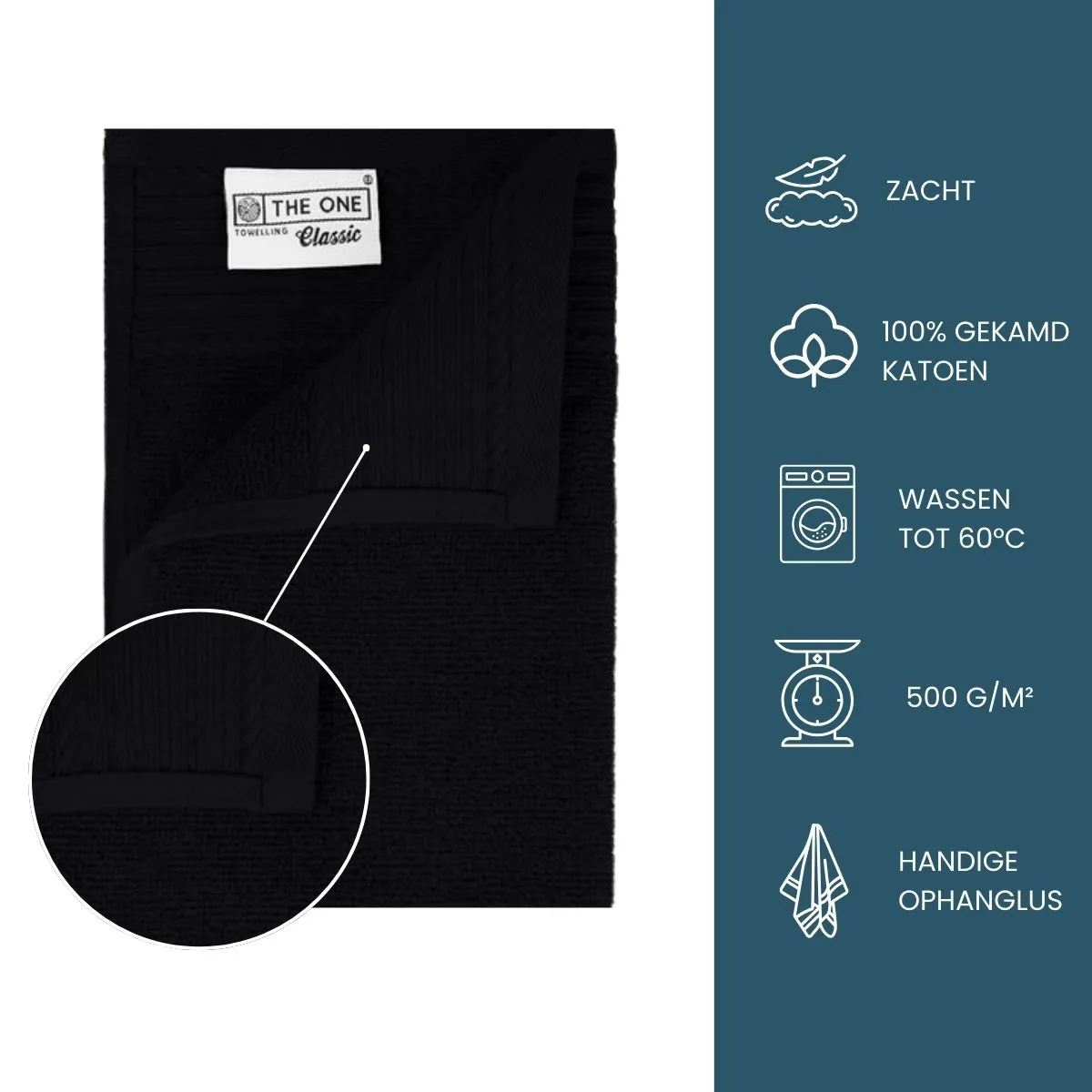 The One Gastendoek 30x50 500 gram Zwart