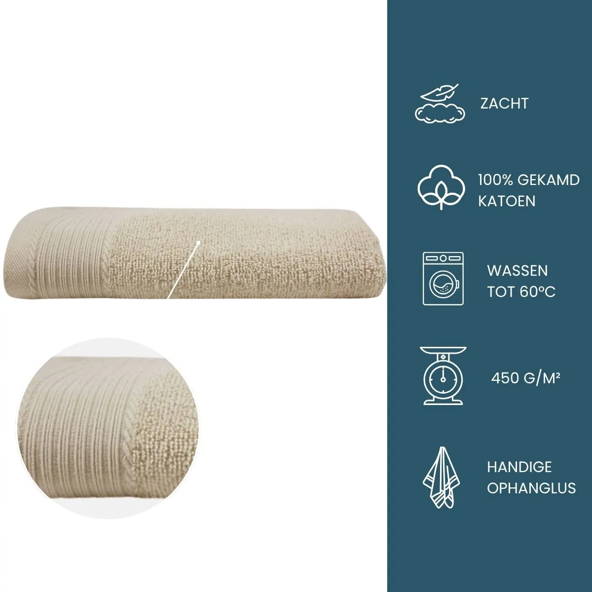 The One Handdoek 450 gram 50x100 cm Beige