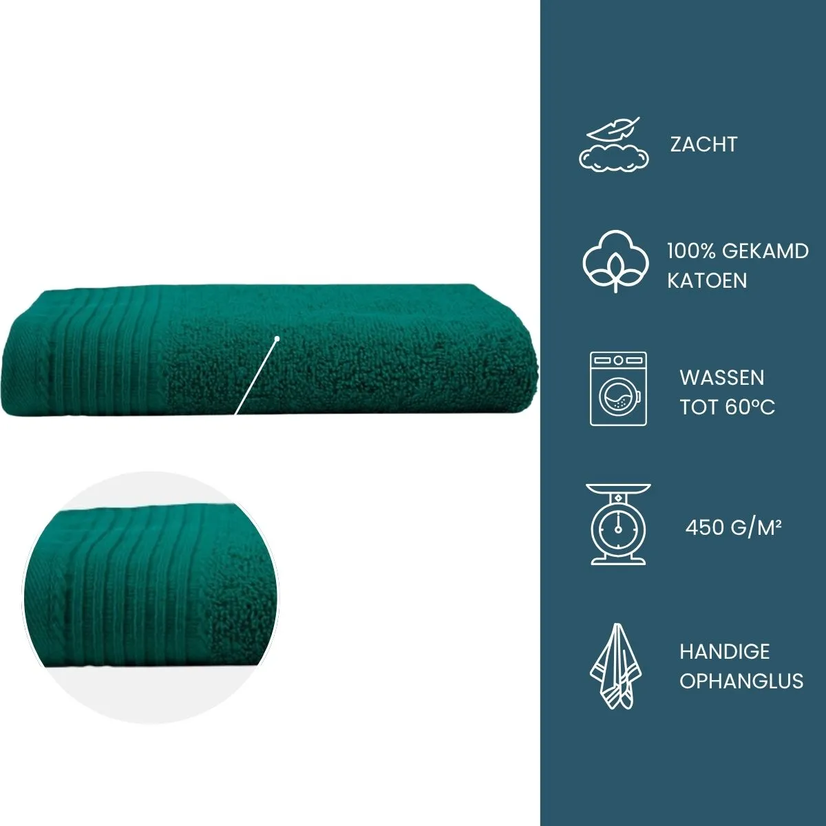 The One Handdoek 450 gram 50x100 cm Emerald Green