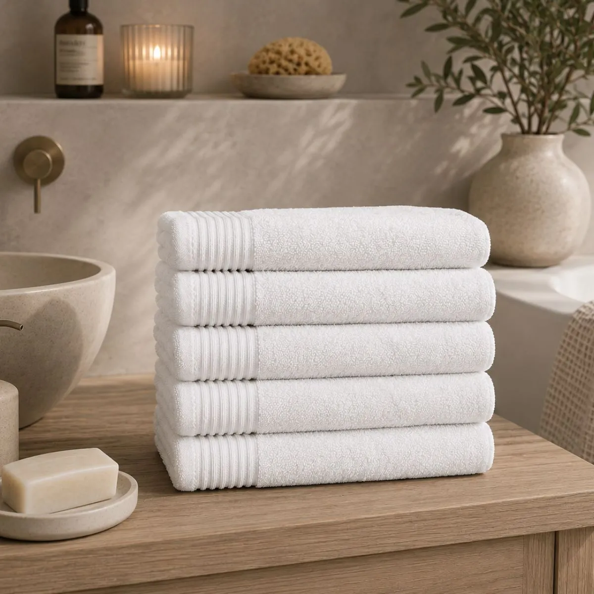 The One Badhanddoek 450 gram 70x140 cm Wit (5 stuks)