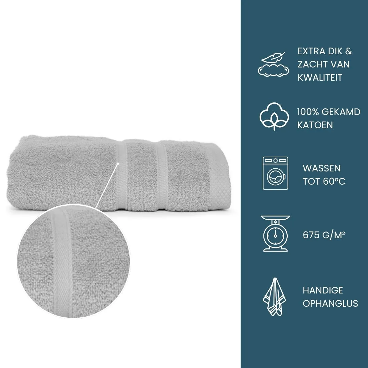 The One Gastendoek Ultra Deluxe 40x60 cm 675 gram Silver Grey