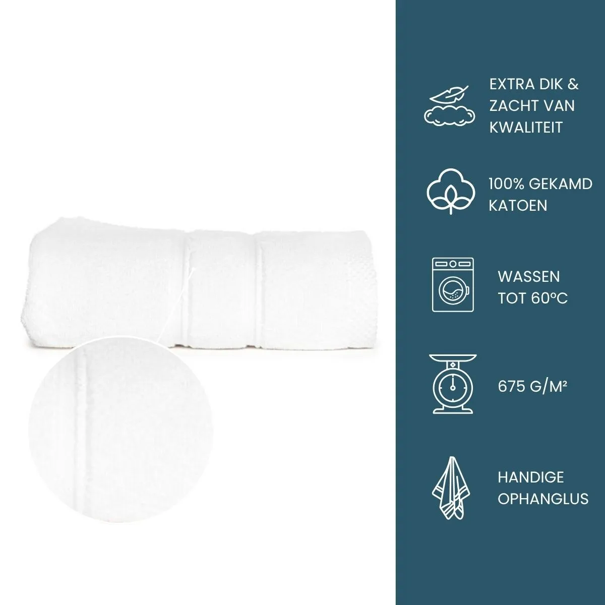 The One Handdoek Ultra Deluxe 50 x 100 cm 675 gr Wit