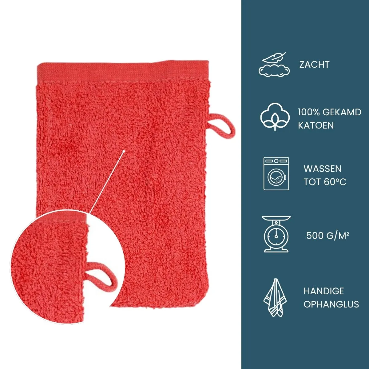 The One Washandje 500 gram 15x21 cm Rood