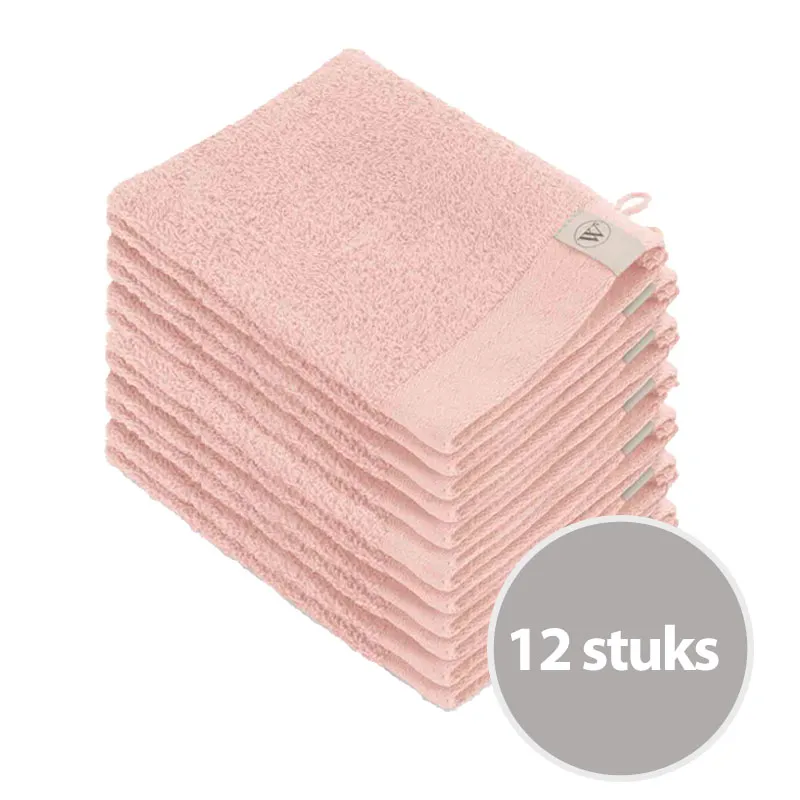 Walra Soft Cotton Washandjes 15 x 21 550gram Roze - 12 stuks