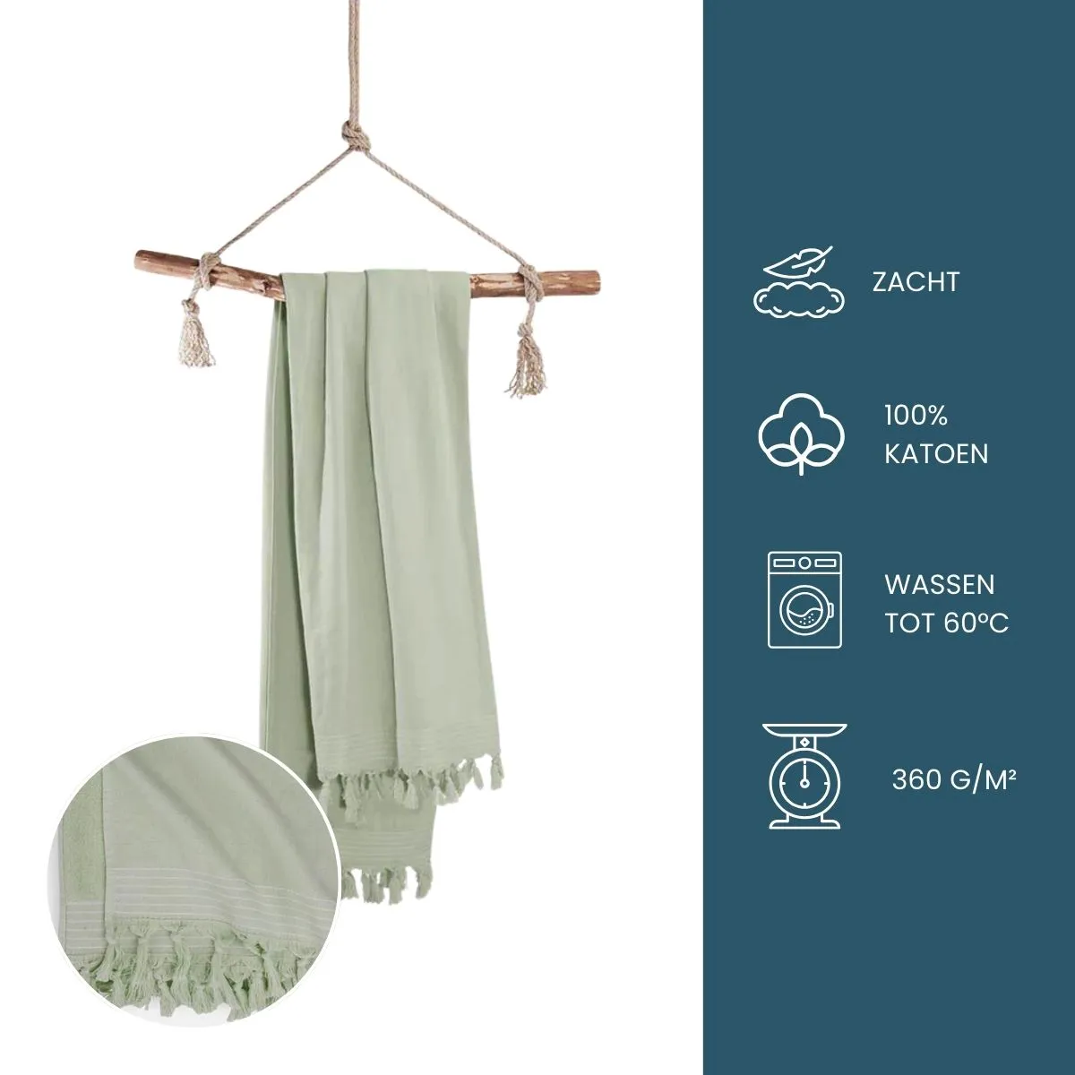 Walra Hamamdoek Soft Cotton 100x180cm Jade