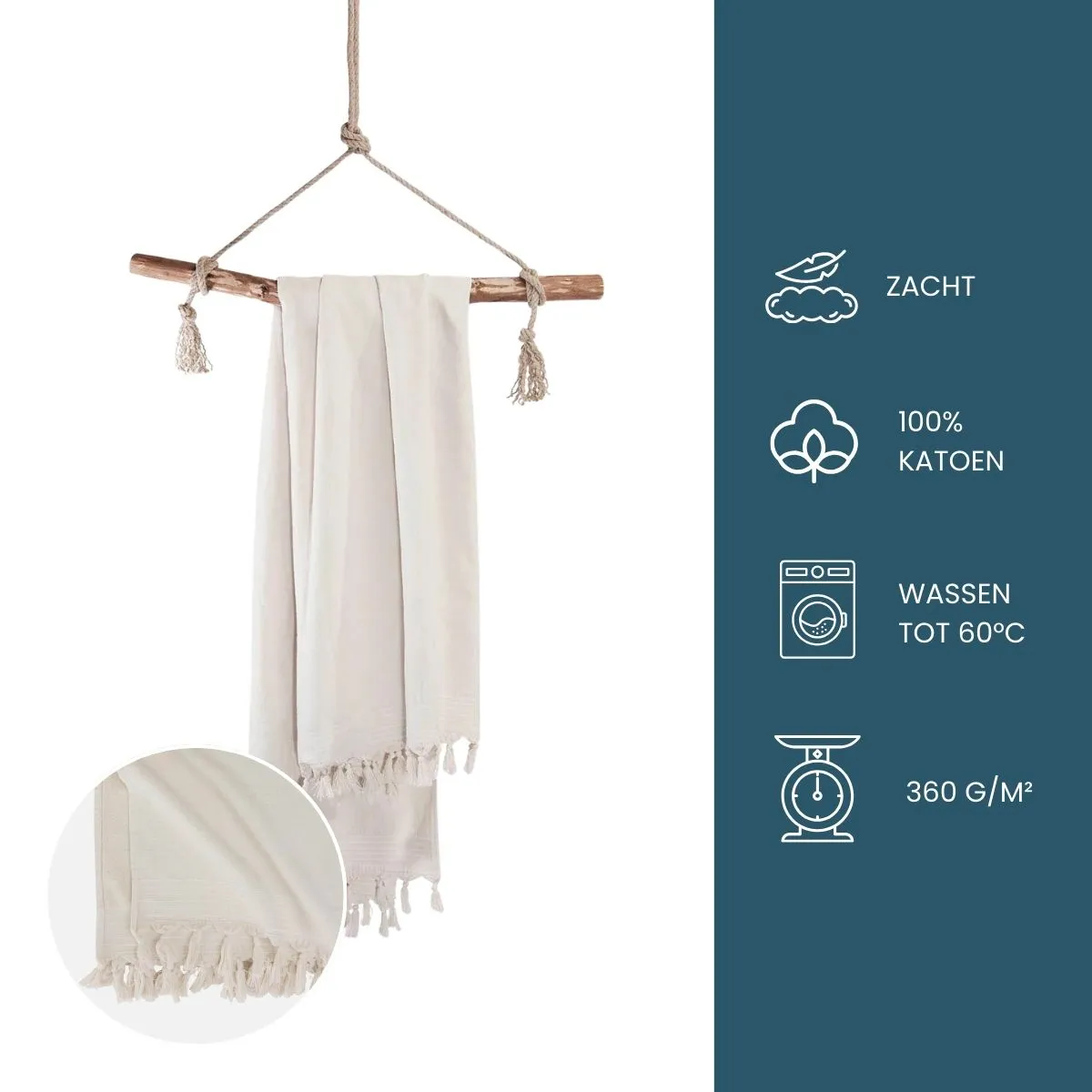 Walra Hamamdoek Soft Cotton 100x180cm Kiezel Grijs