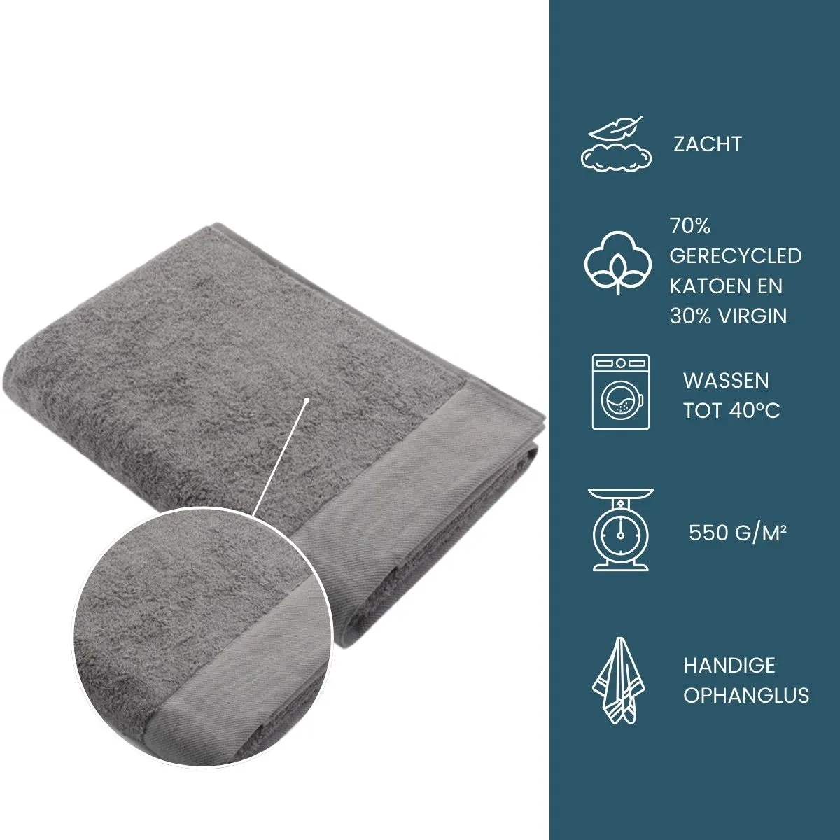 Walra Remade Cotton Handdoeken 60 x 110 cm - 550 gr/m² - Taupe - 10 stuks